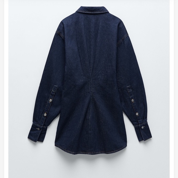 NWT. Denim dress cinches at the waist with no stretch - Picture 3 of 3